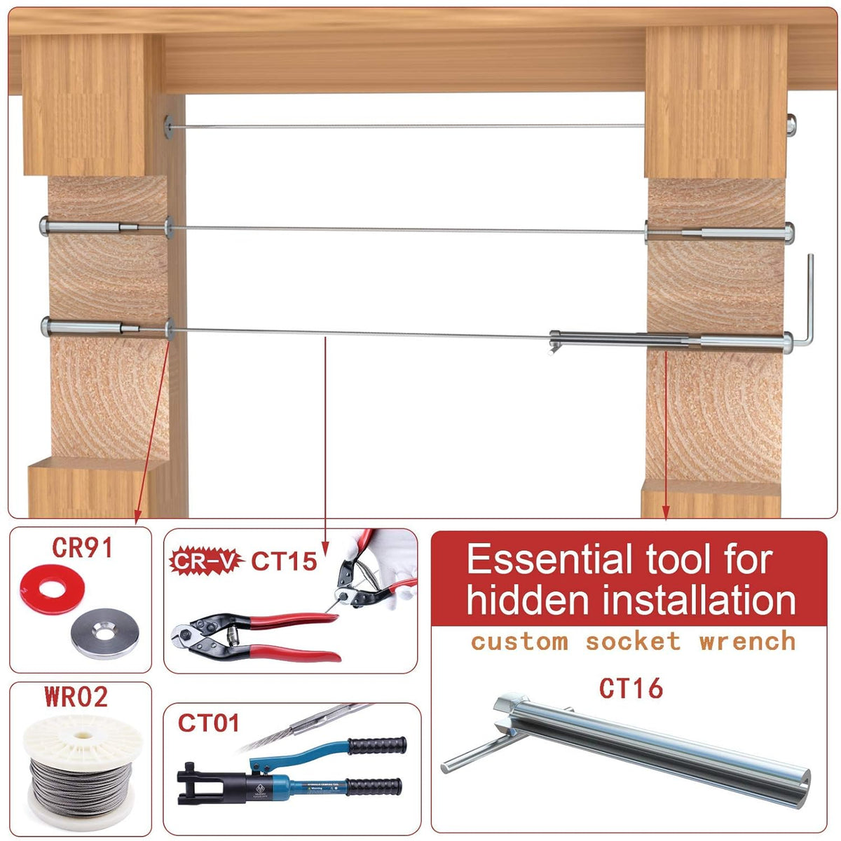 20Pair Cable Railing Kit T316 Stainless Steel Round Head X167307
