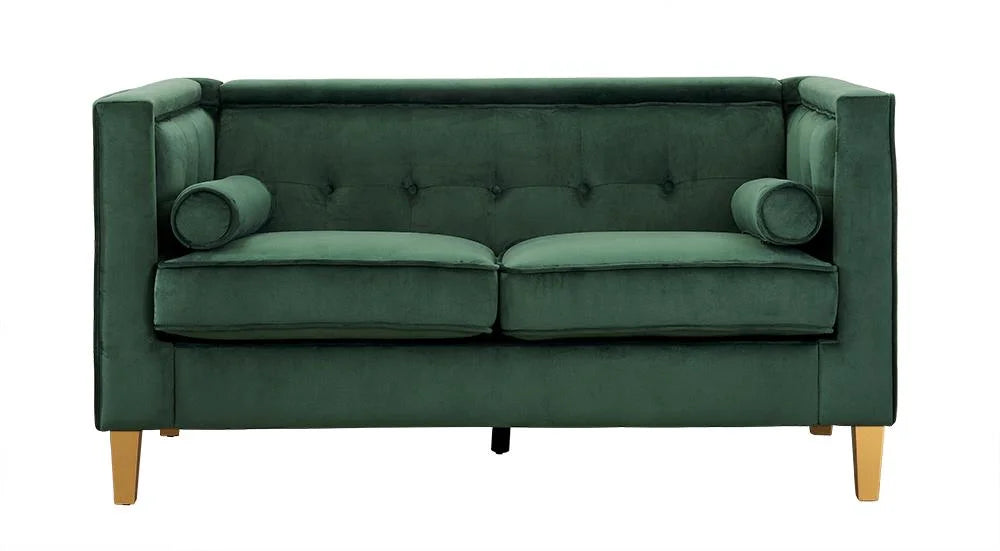 Green Loveseat with Solid Wood Legs J27913
