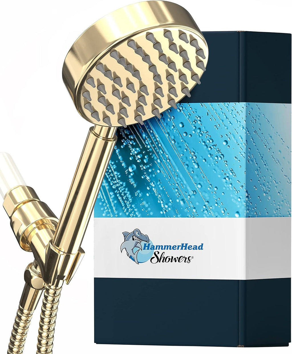 Polished Chrome 2.5 GPM Handheld Shower Head with Hose and Brass Holder N873