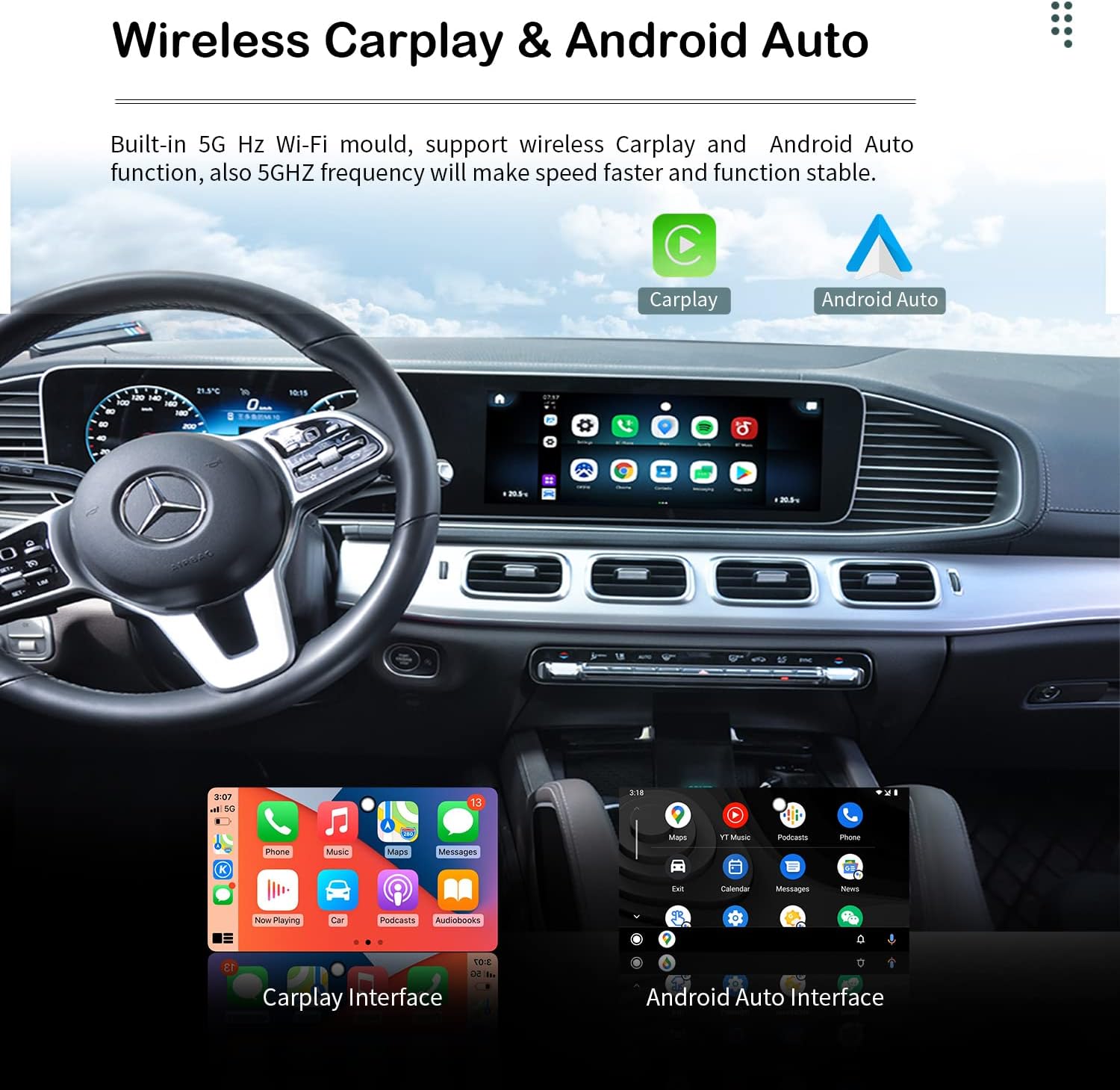 Wireless CarPlay Adapter with 4G Cellular, 8-core, 4G+64G U9391
