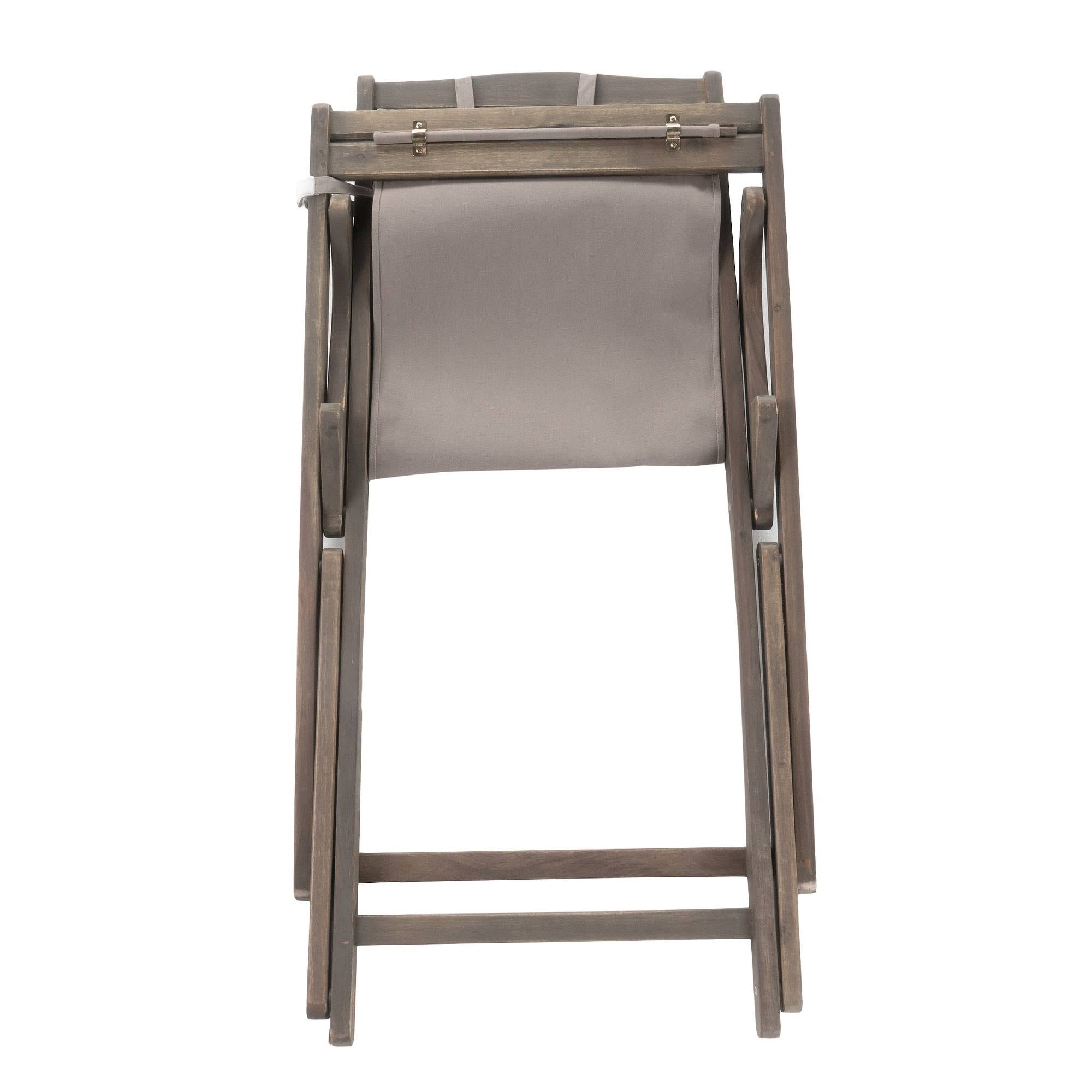 Brown Wood and Canvas Sling Chair Set of 2 Z109