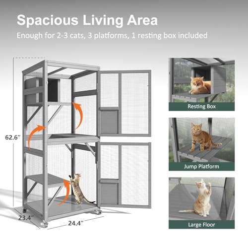 Large Cat Enclosure with Waterproof Cover and Sunshine Panel Roof, 72 inch S88810