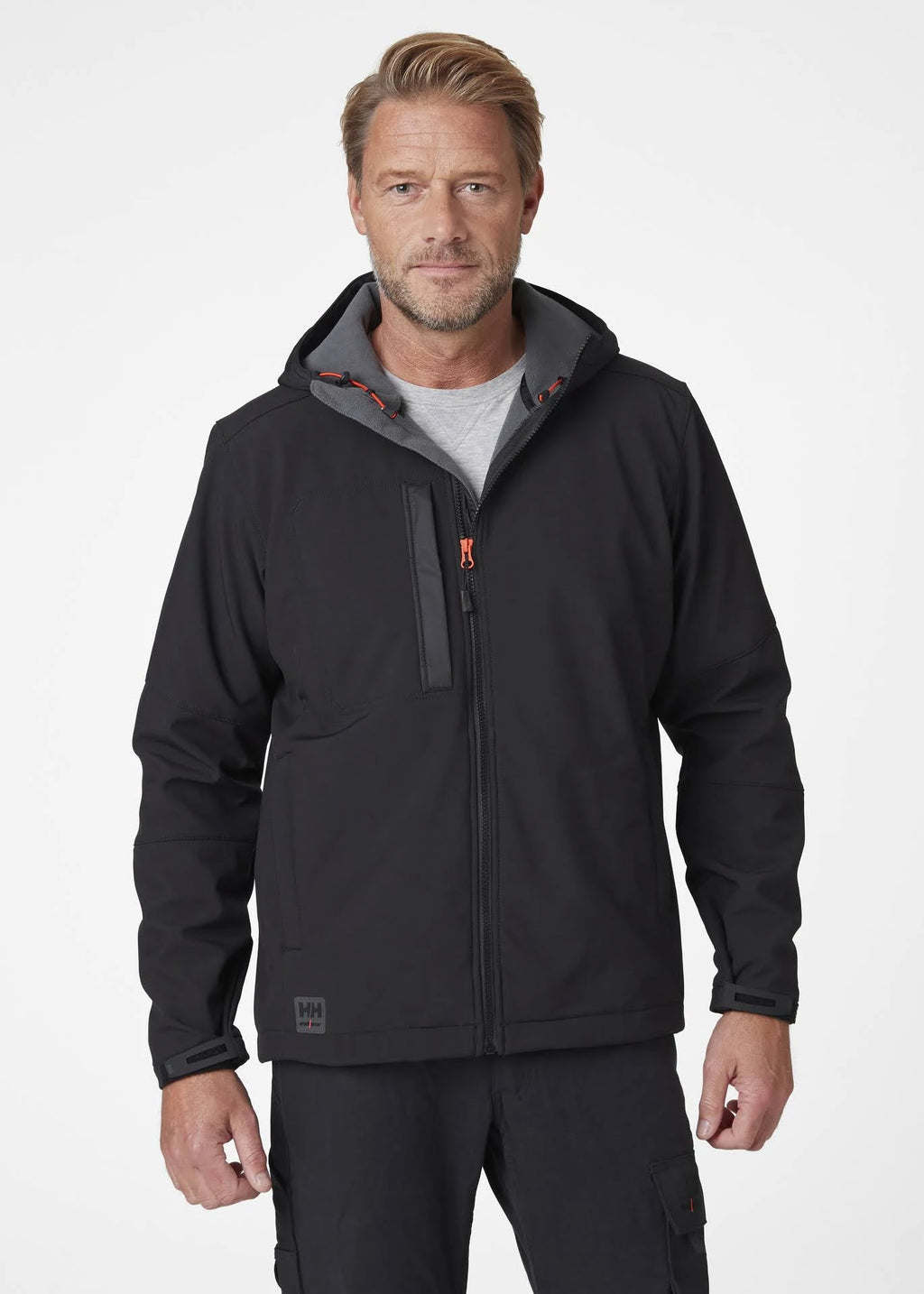 Black Hooded Softshell Jacket U6869