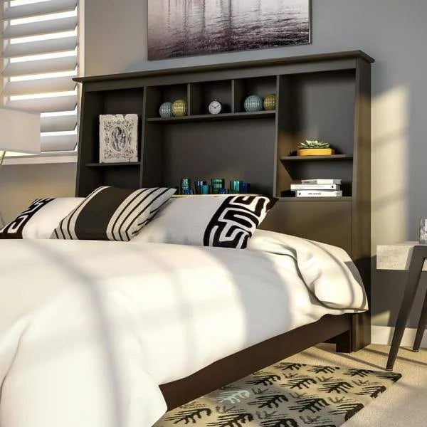 Black Full/Queen Bookcase Headboard Y857