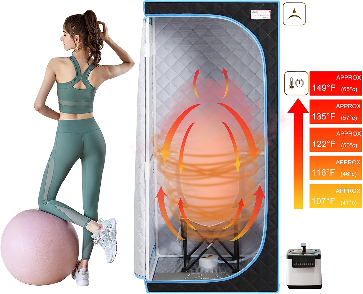Portable Home Steam Sauna Tent with 1,000 Watt Steam Generator and 60 Minute Timer X362