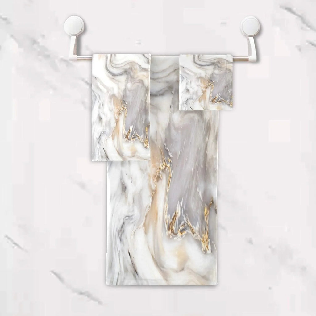 3 Piece Marble Ink Texture Towel Set X45769