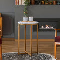 Gold Round Metal and Marble Accent Table U776947