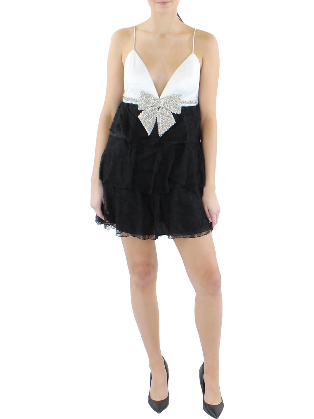 Lace Ruffle Cocktail Dress P77905