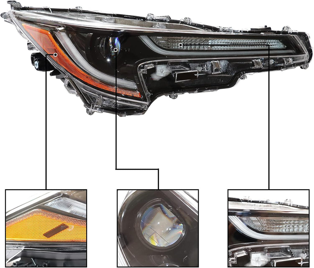 Passenger Side Headlight Assembly for 2020-2021 Toyota Corolla L LE Z75874
