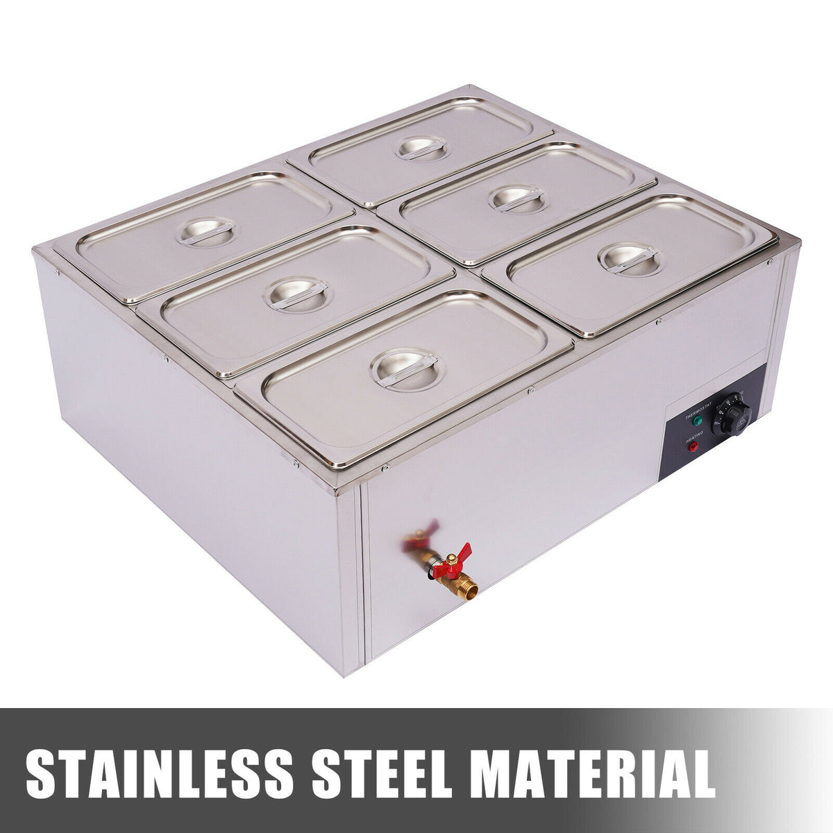 6 Pots Commercial Electric Food Warmer Steam Table Countertop 850W T888