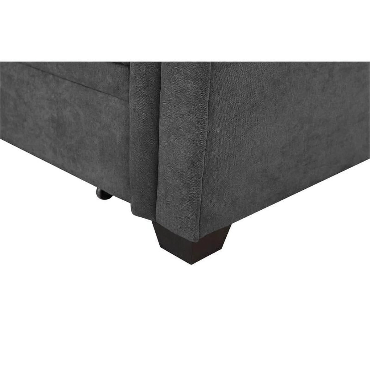 Gray Woven Fabric Sectional Sleeper Sofa with Storage and USB Charger G927