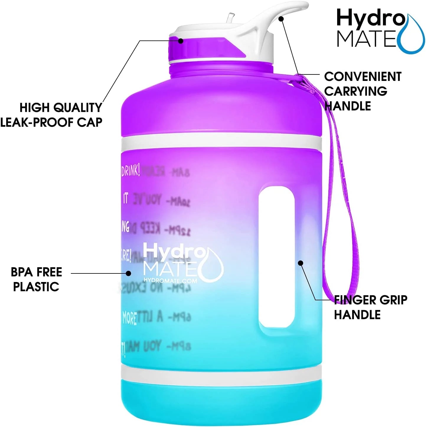 64 oz Half Gallon Water Bottle with Straw and Handle M346