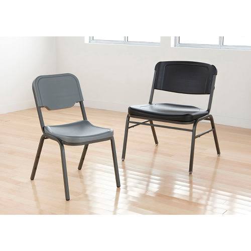 Black/Silver Stack Chair, 4/Carton N9010