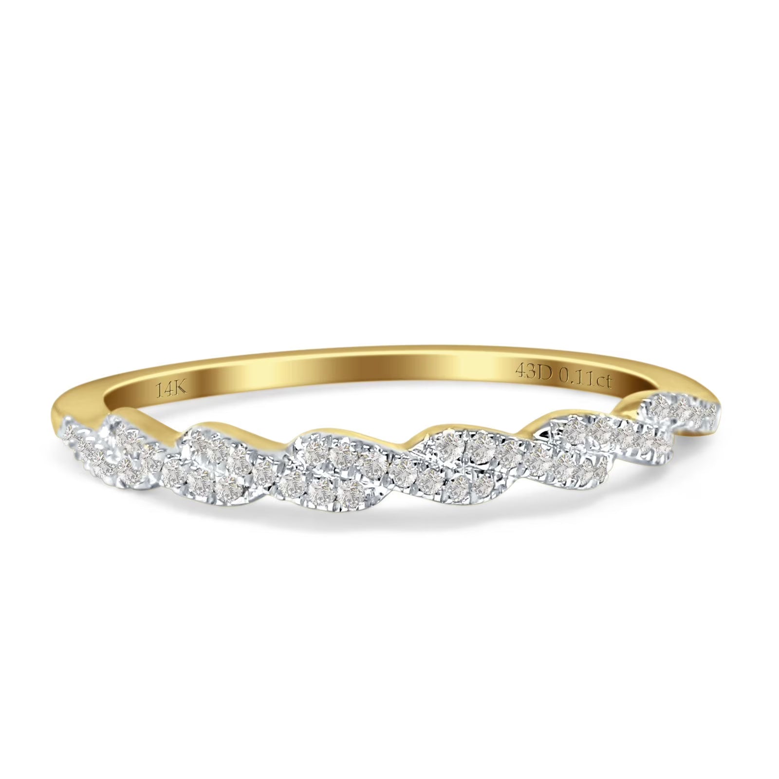 14K Yellow Gold Twisted Rope Diamond Wedding Band S663