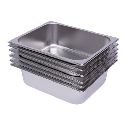 6Pcs 1/2 Size 4" Deep Silver Stainless Steel Steam Table Pans U5842
