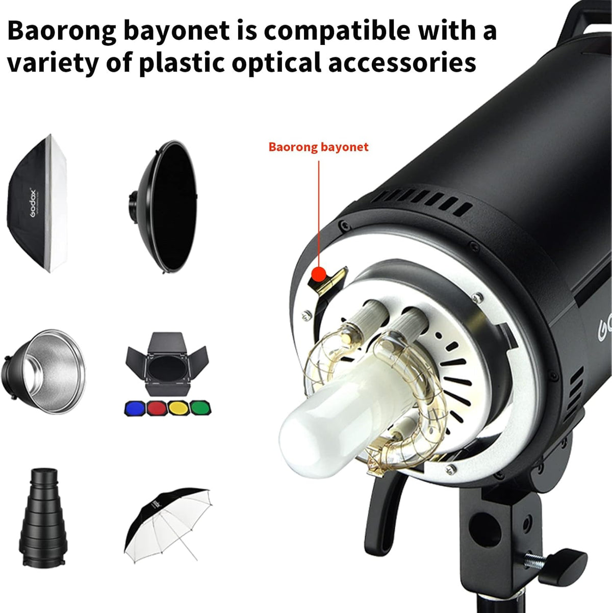 3Pack 1800Ws Bowens Mount Studio Flash Strobe Monolight Kit with Softbox, Umbrella, Barndoor A572