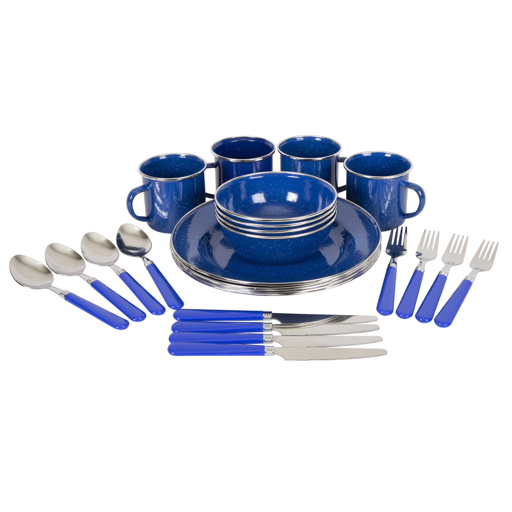 24 Piece Enamel Camping Tableware Set K371