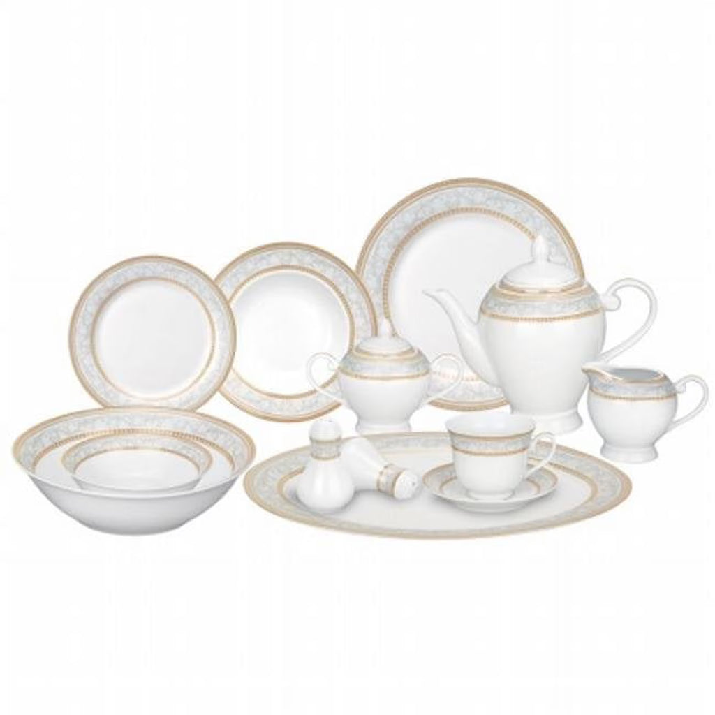 57-piece Porcelain Dinnerware Set with Gold Accent M4014