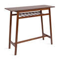 Walnut Brown Wooden Pub Table with Storage Shelf B73242