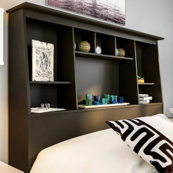 Black Full/Queen Bookcase Headboard Y857