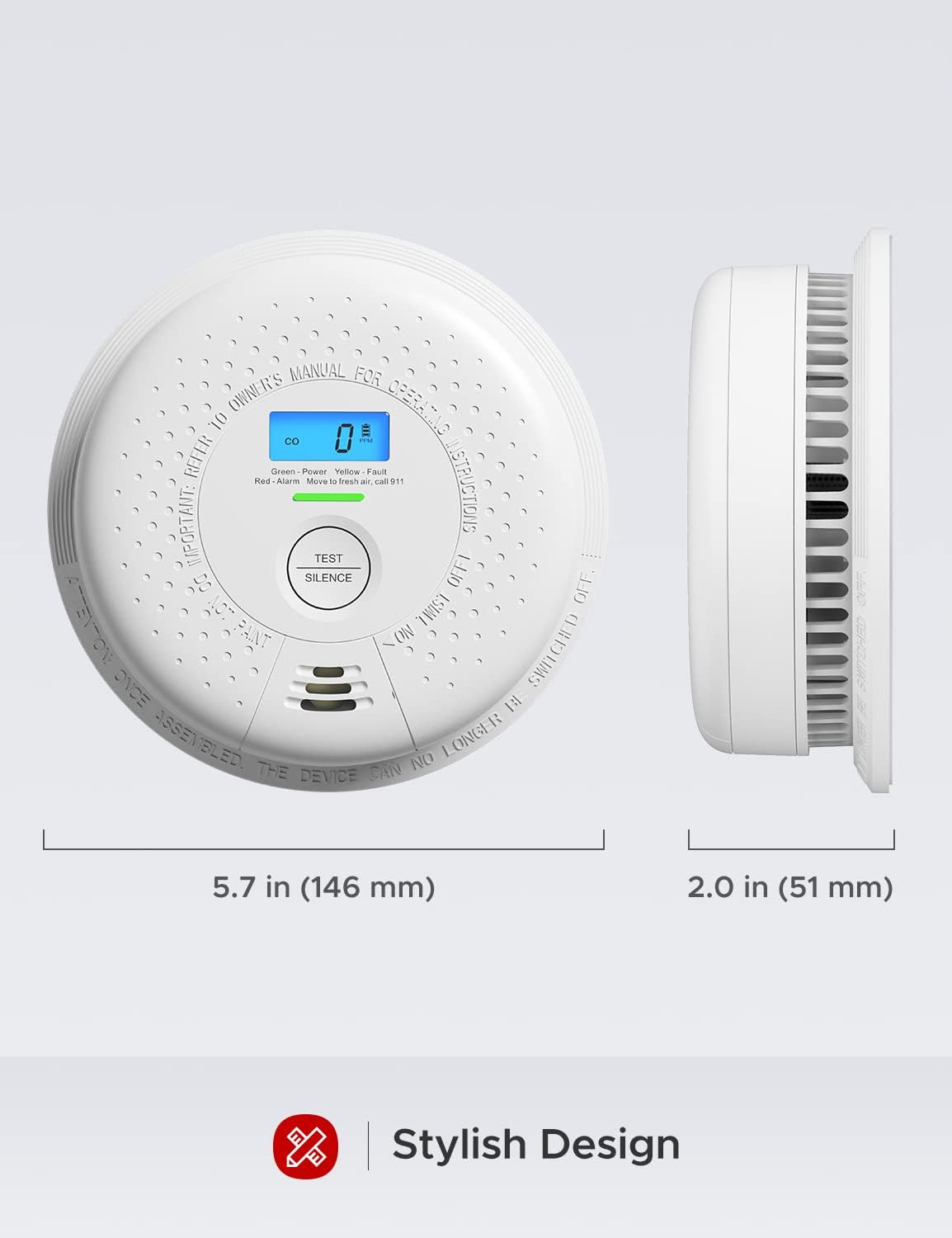 Smoke and Carbon Monoxide Detector with LCD Display, Dual Sensor, Pack of 2 P769763