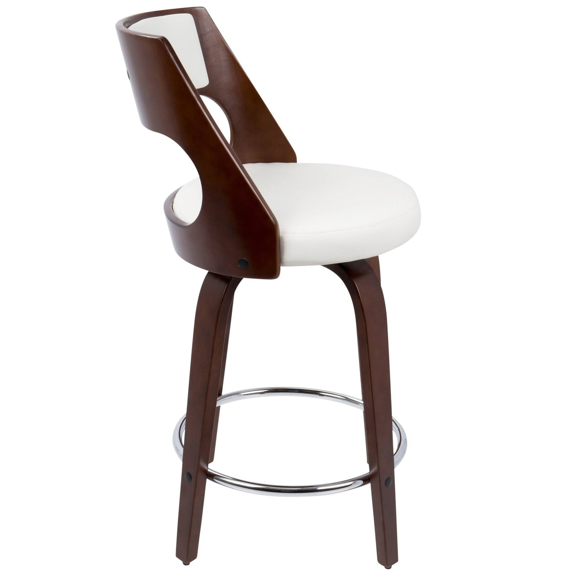White/Cherry Mid-Century Modern Counter Stool (Set of 2) A187