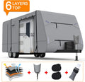 Heavy Duty 6 Layers Travel Trailer RV Cover Anti-UV Breathable Rip-Stop with 2Pcs Extra Straps & Gutter Spout Covers E74438