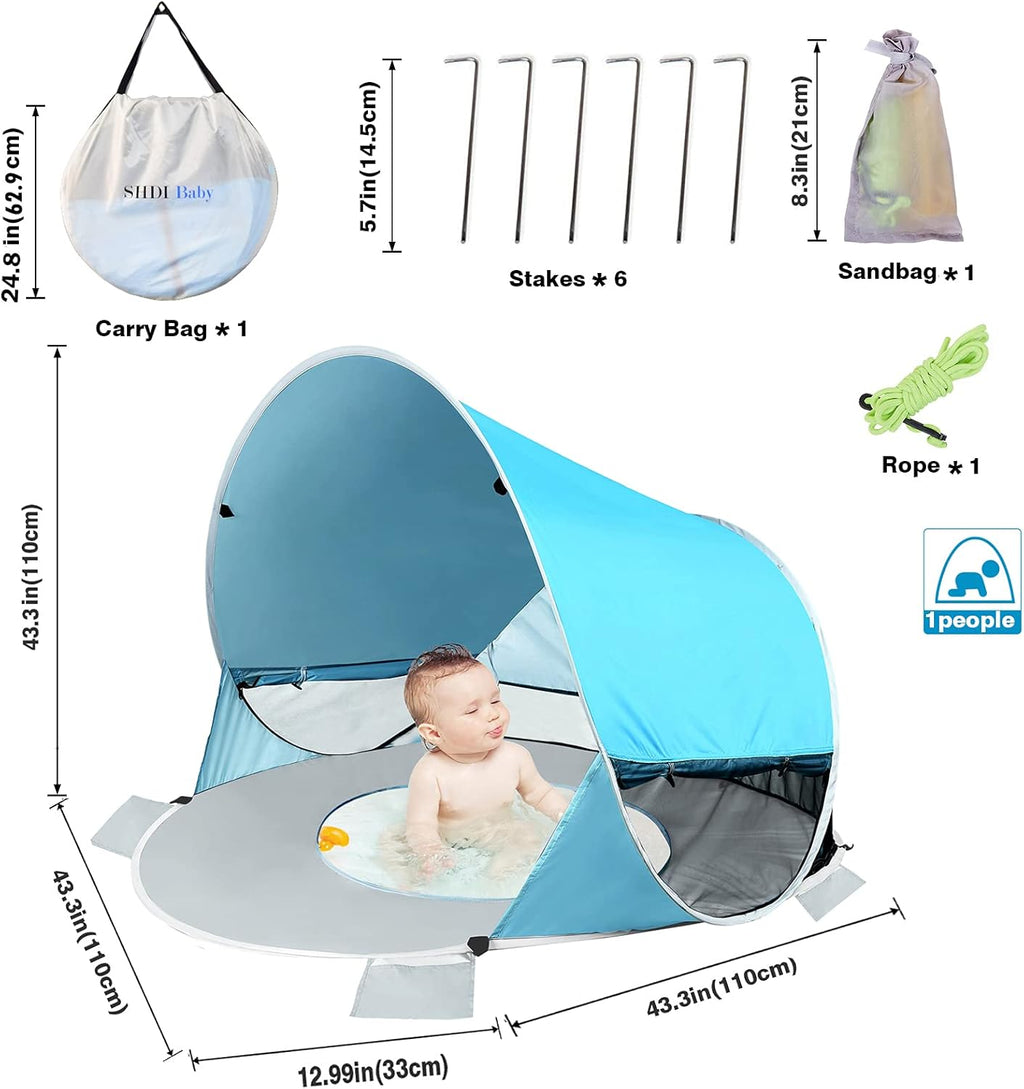 Large Pop Up Baby Beach Tent with Pool L8189