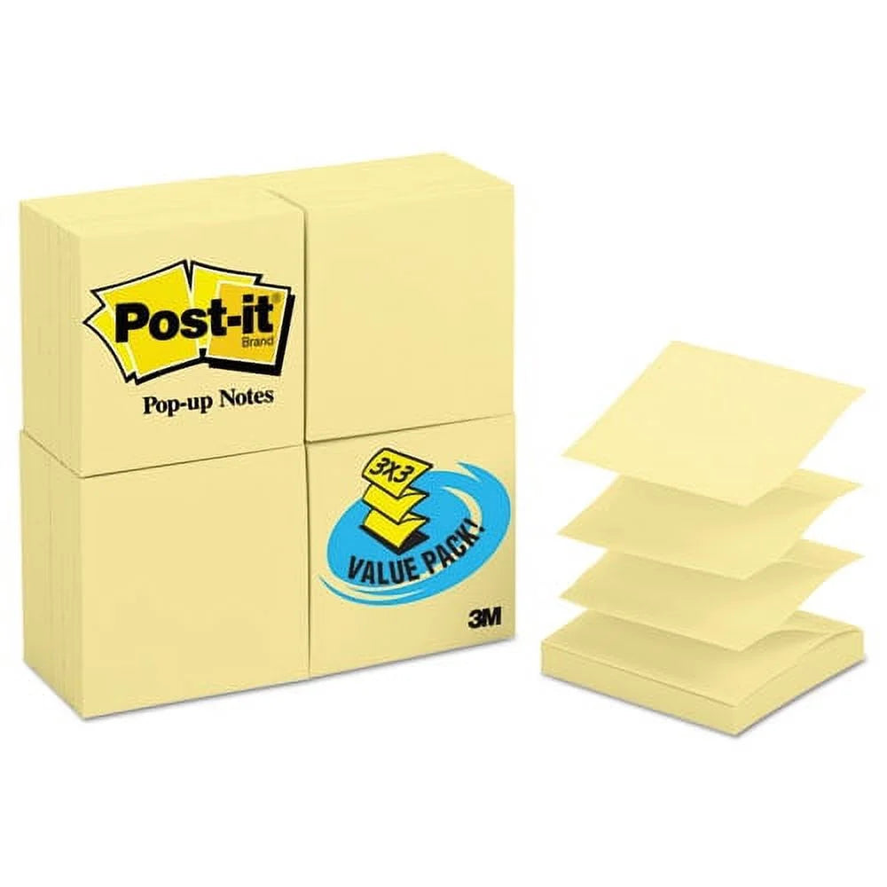 Canary Yellow Pop-Up Refill, 3 X 3, 100-Sheet, 24/pack, Bundle of 5 Packs Q767
