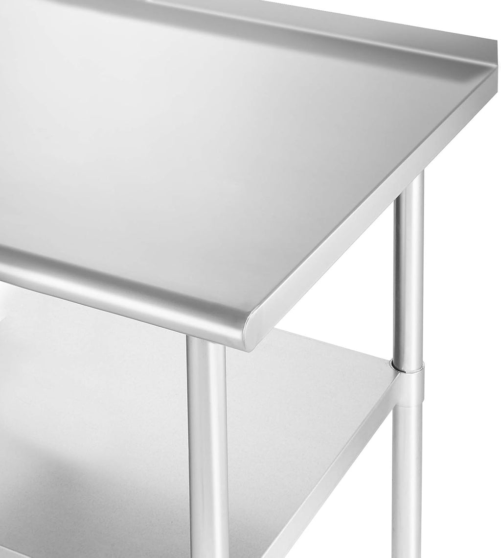 NSF Stainless Steel Commercial Kitchen Prep Work Table with Backsplash 4 Casters S632722