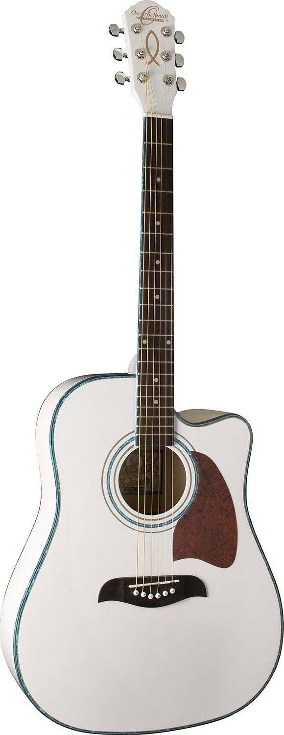 White Dreadnought Acoustic/Electric Guitar Y896891