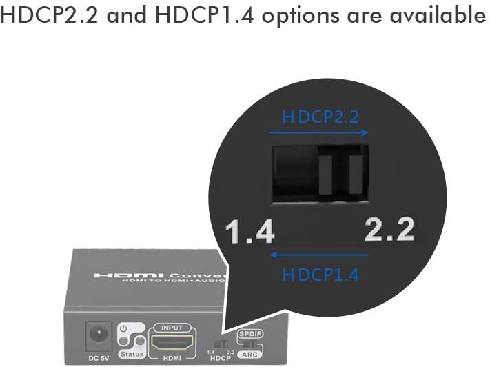 HDMI Audio Extractor 4K 60Hz HDR Converter with ARC HDCP 2.2 1.4, HDMI 2.0 Video + SPDIF Audio + Coaxial Audio + R/L Stereo Audio, 3D Video, Pack of 2 T28435