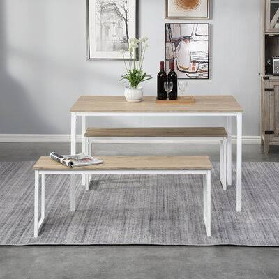 Distressed Brown Three Pieces Farmhouse Kitchen Table Set X35132