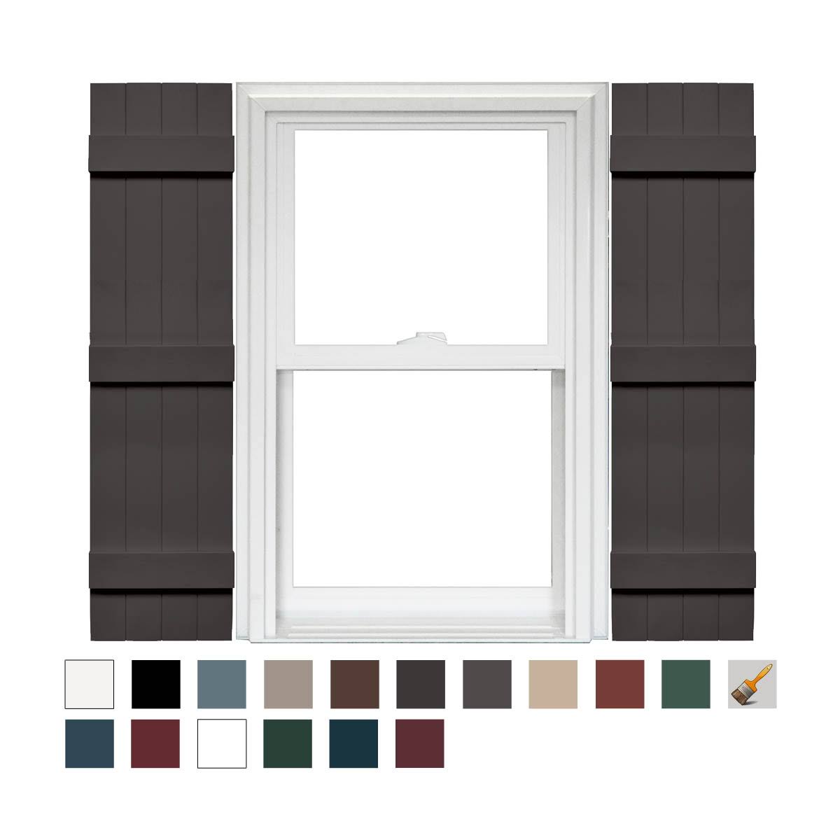 4 Board and Batten Joined Vinyl Shutters (1 Pair) 14 x 80 Tuxedo Gray A26370