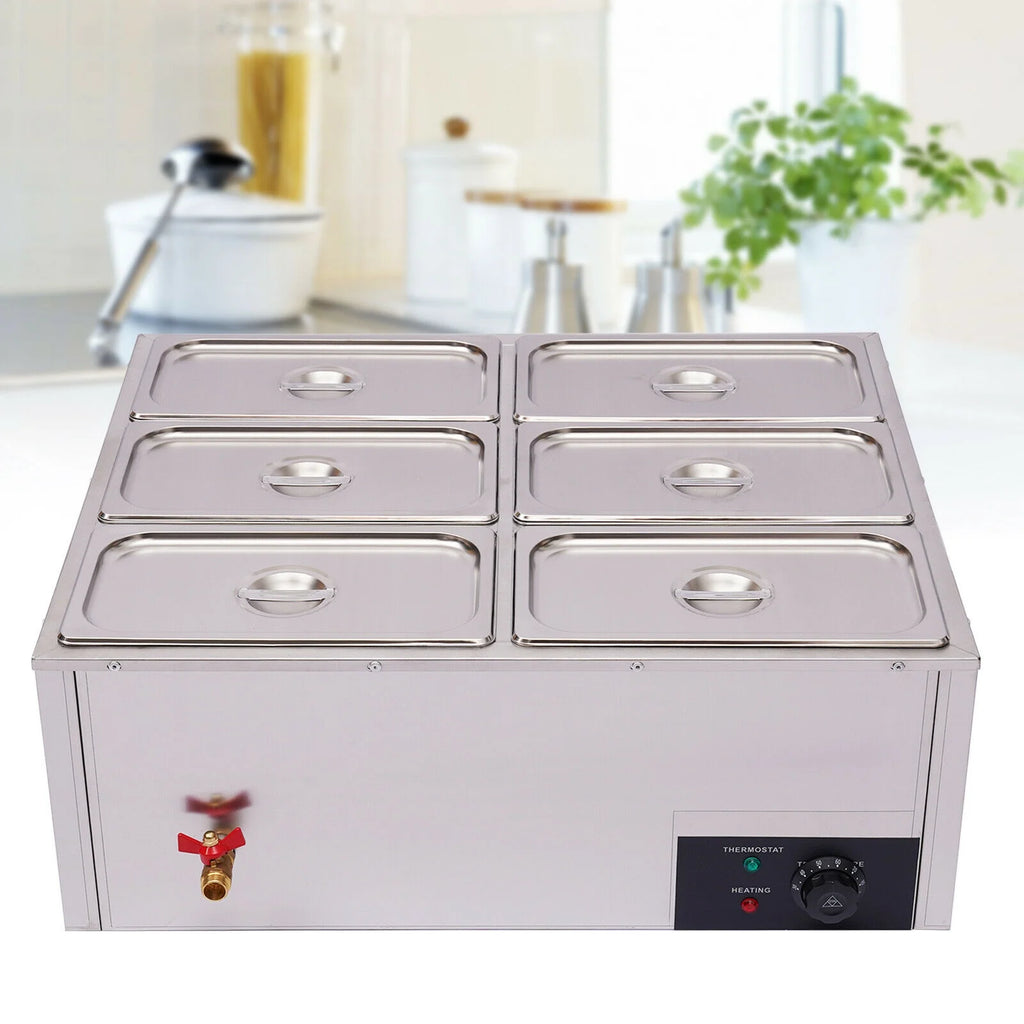 6 Pots Commercial Electric Food Warmer Steam Table Countertop 850W T888