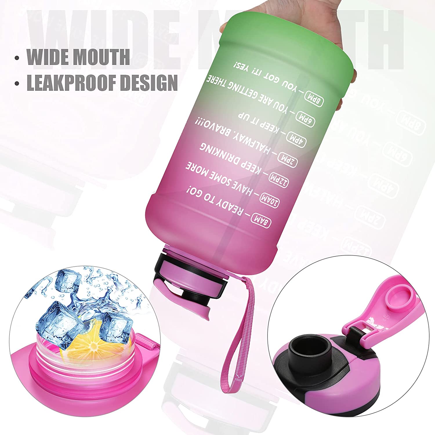 64oz Water Bottle with Straw and Time Marker N265162