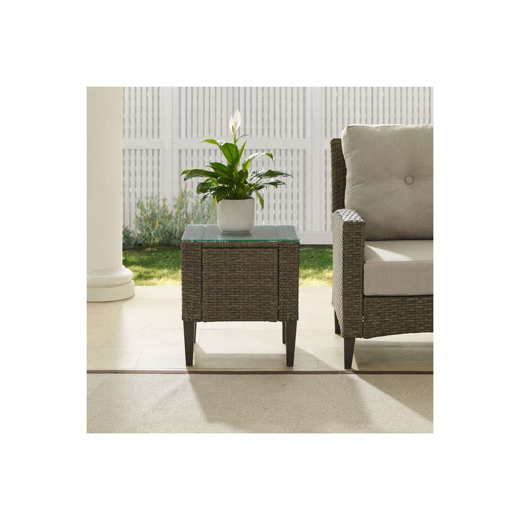Light Brown Wicker Outdoor Side Table G8558