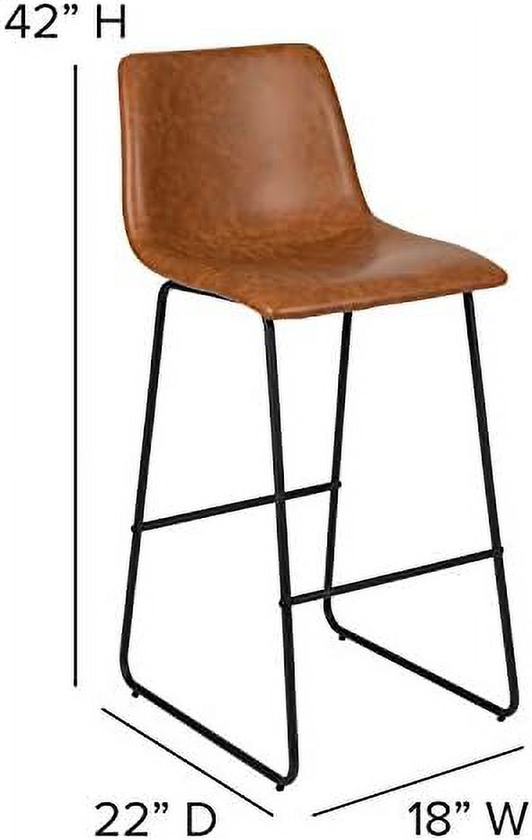 Light Brown Faux Leather Bucket Seat Stools G42374