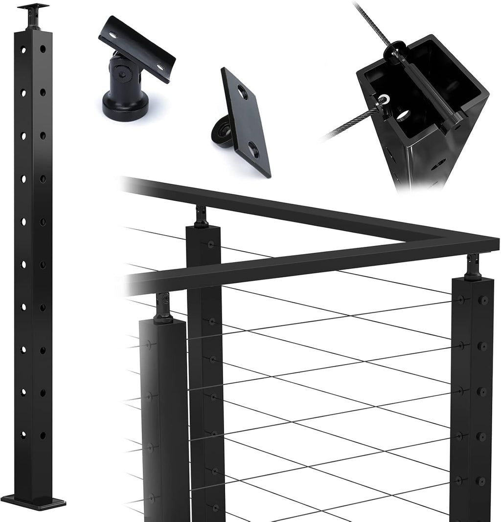 Square 36x2x2 304 Stainless Steel Black Pre-drilled Post A4514