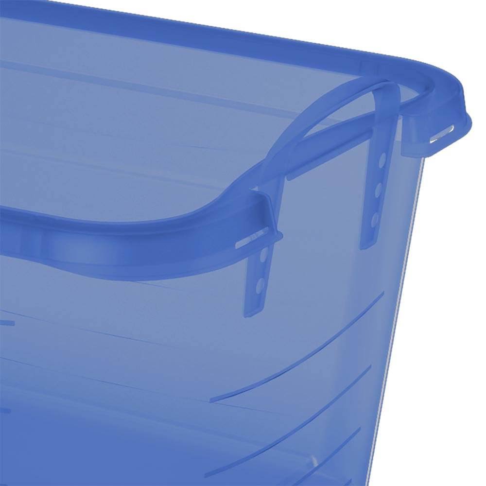 Blue Stackable Storage Box 55 Quart 6 Pack W6518