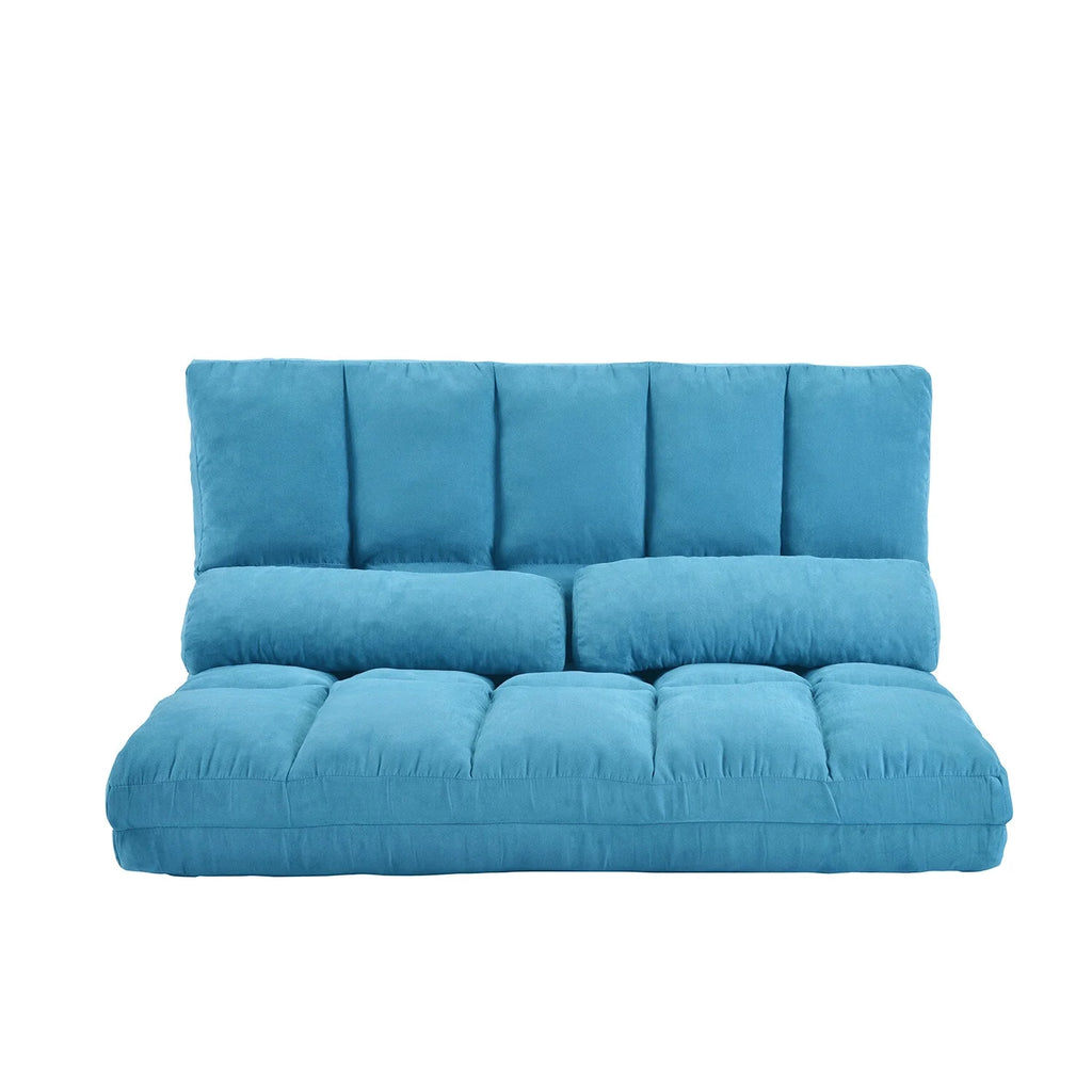 Blue Double Chaise Lounge Sofa with Two Pillows J101