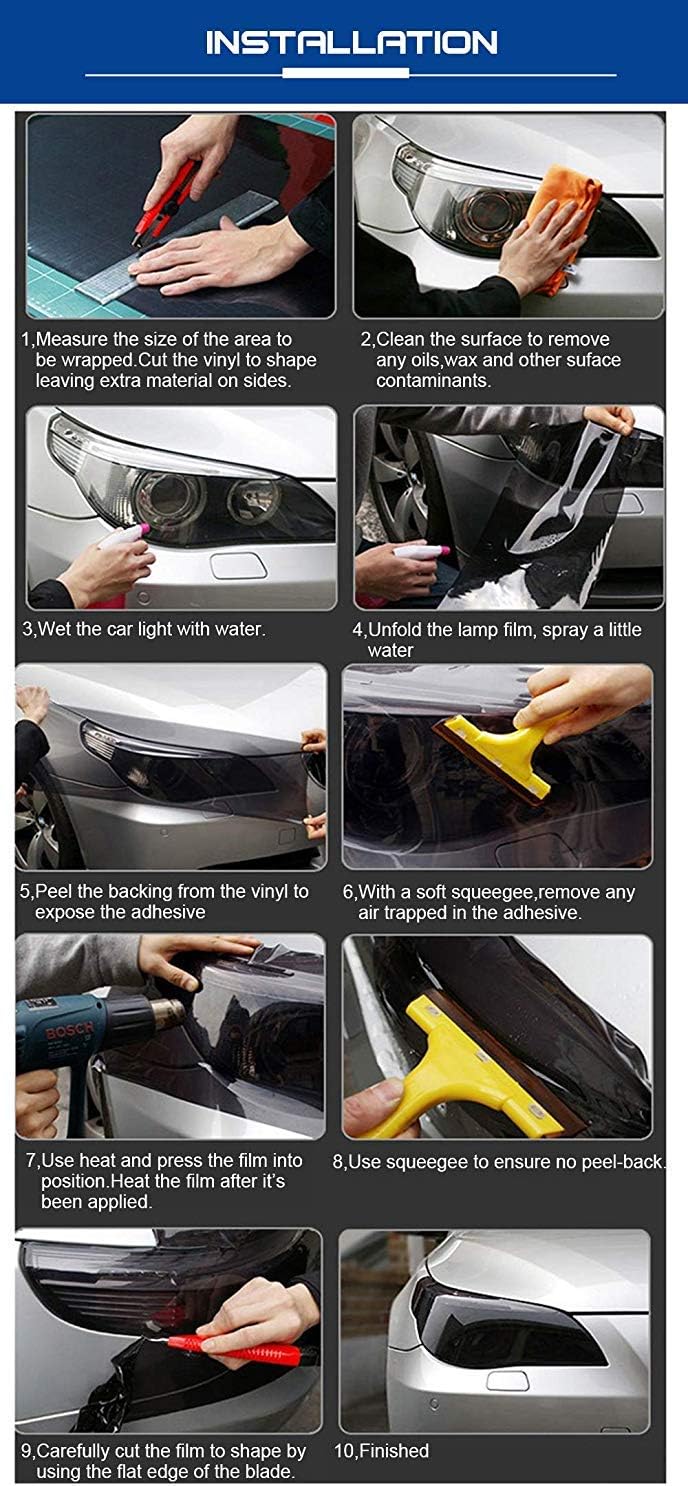 Tint Vinyl Film Roll with Squeegee + Cutter Y17477