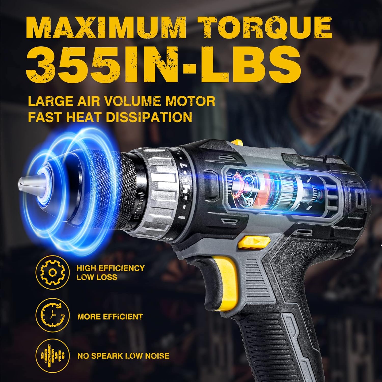 Cordless Drill 20V Electric Power Drill Set with 1/2'' Keyless Metal Chuck, 2.0AH Lithium-ion Battery & Fast Charger, 21pcs Drill Bits J837306