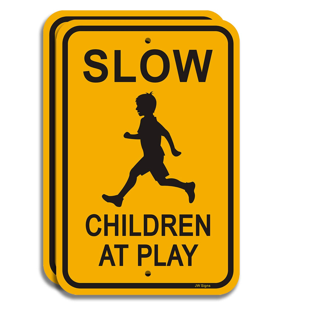4-Pack Slow Children at Play Signs 18” x 12” Rust Free Aluminum E588268