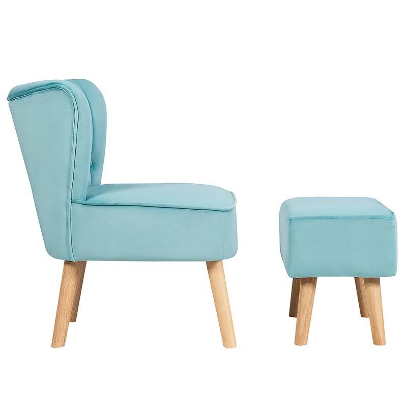 Green Velvet Tufted Leisure Chair and Ottoman Set J81606