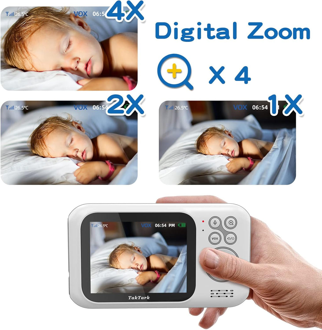 Baby Monitor with Camera and Audio, Infrared Night Vision, Digital Zoom F836432