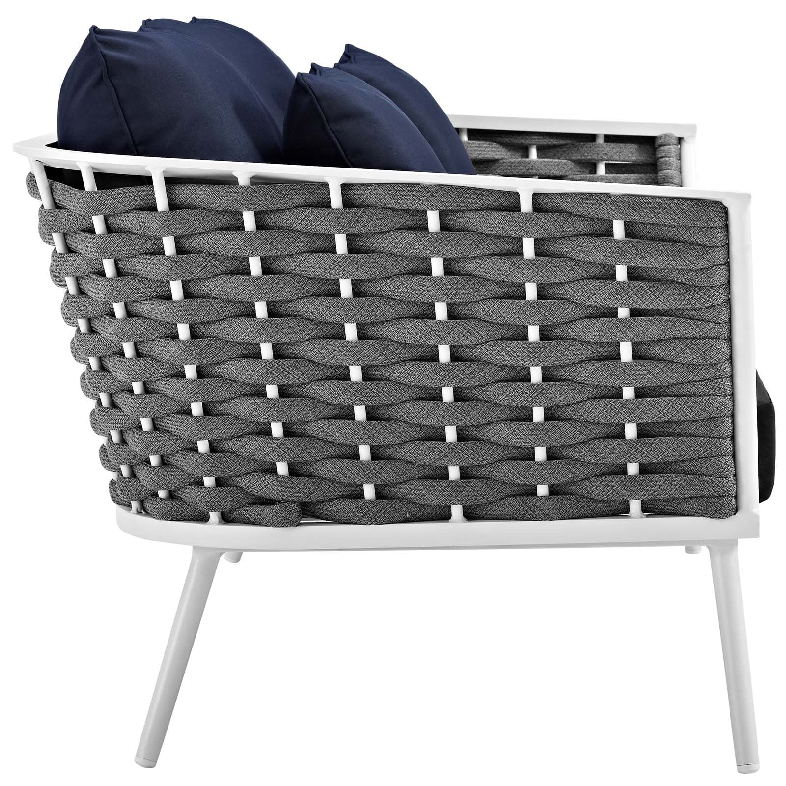 White Navy 3 Piece Aluminum Patio Sectional Sofa Set F301
