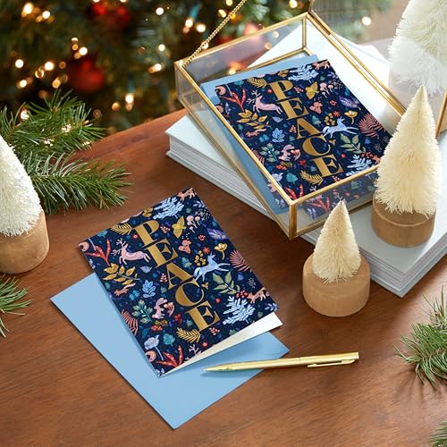 Boxed Christmas Cards (40 Cards and 40 Envelopes) Blue and Gold V631756