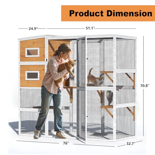 Large Cat Enclosure with Waterproof Cover and Sunshine Panel Roof, 72 inch S88810