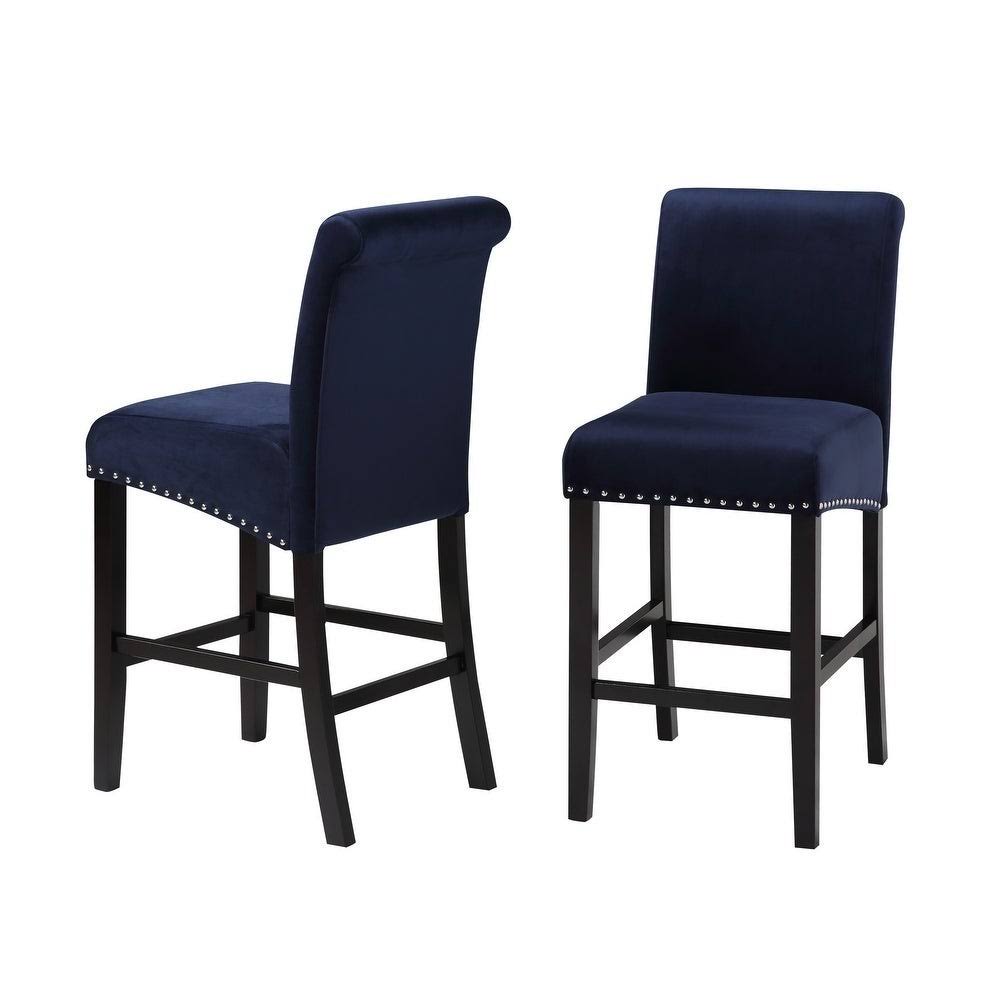 Deep Red Velvet Counter Chair Set of 2 D892403
